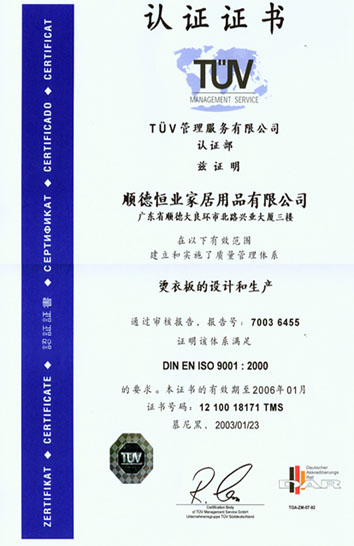 GS Certificate of TUV Germany